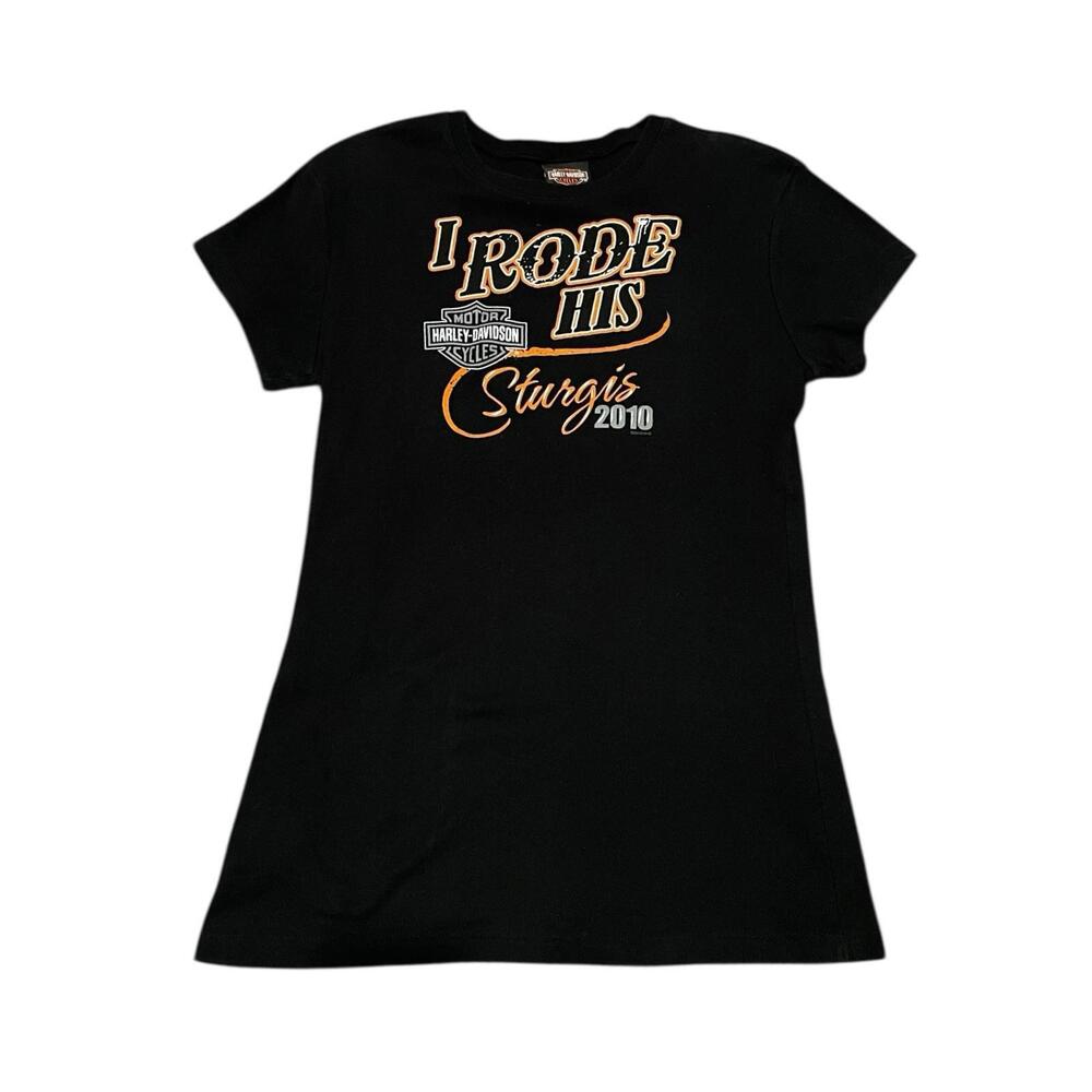 Harley Davidson Sturgis 2010 T Shirt Women’s Large Black Graphic Tee